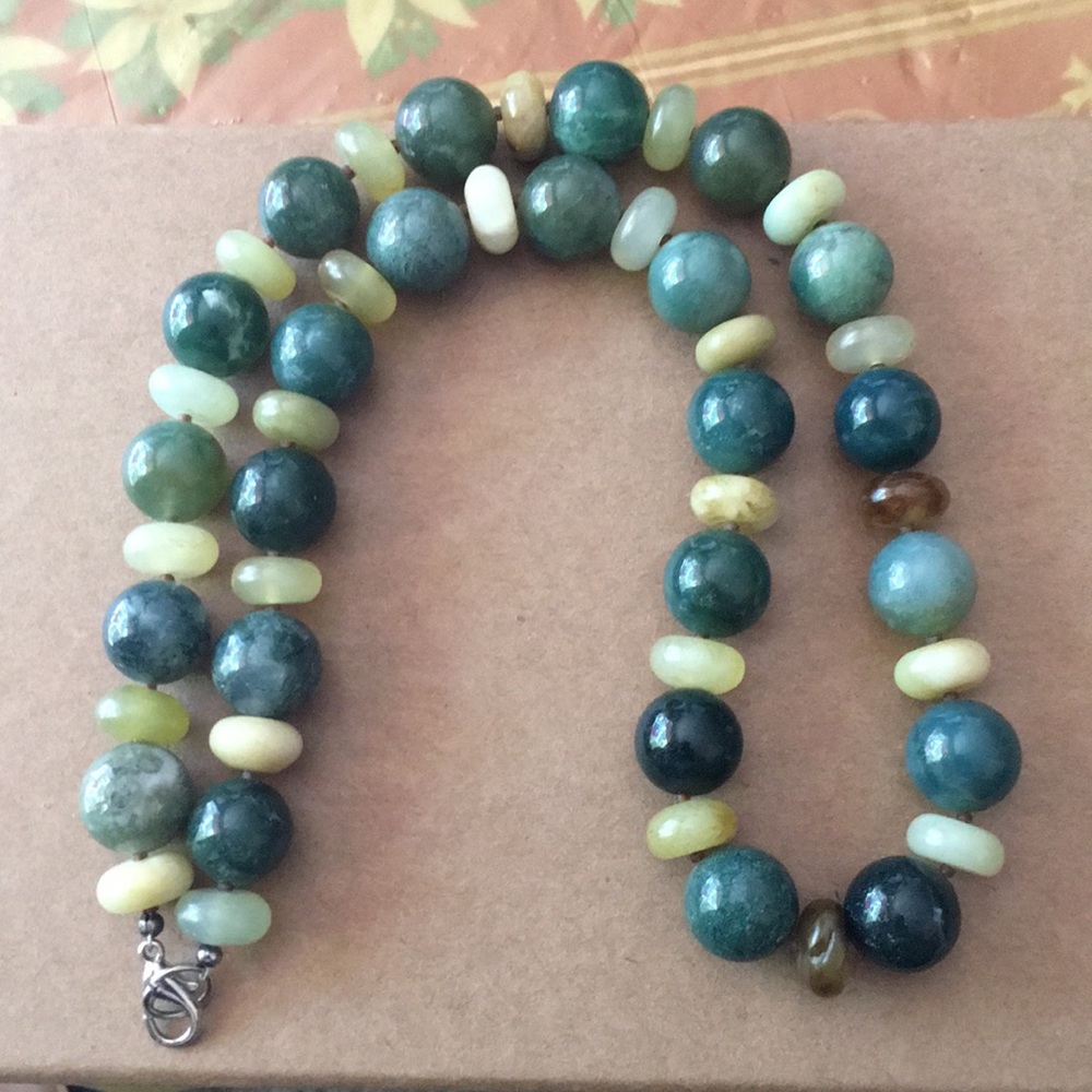 Multi colored jade stone, approx 22 inch long